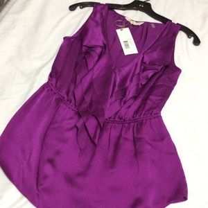 REBECCA TAYLOR Ruffled purple silk top size 2